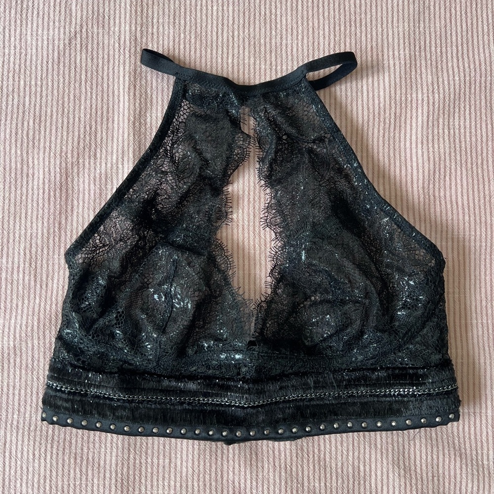 Victoria's Secret Black Lace Halter Bralette